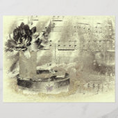 ヴィンテージアンティークセピアベージュブラックシートミュージック (裏面)