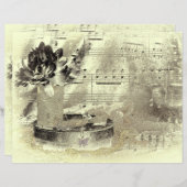 ヴィンテージアンティークセピアベージュブラックシートミュージック (正面/裏面)