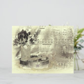 ヴィンテージアンティークセピアベージュブラックシートミュージック (スタンド正面)