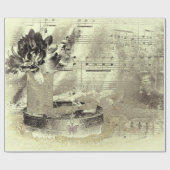 ヴィンテージアンティークセピアベージュブラックシートミュージック ラッピングペーパー (フラット)