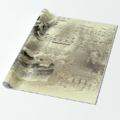 ヴィンテージアンティークセピアベージュブラックシートミュージック ラッピングペーパー (アンロールド)