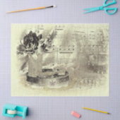 ヴィンテージアンティークセピアベージュブラックシートミュージック 薄葉紙 (クラフト)