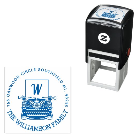 ヴィンテージアンティークタイプライターモノグラム&アドレス セルフインキングスタンプ (インサイチュ)