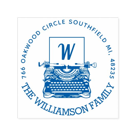 ヴィンテージアンティークタイプライターモノグラム&アドレス セルフインキングスタンプ (デザイン)