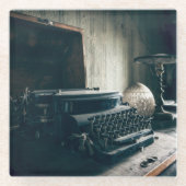 ヴィンテージアンティークタイプライター ガラスコースター (正面)