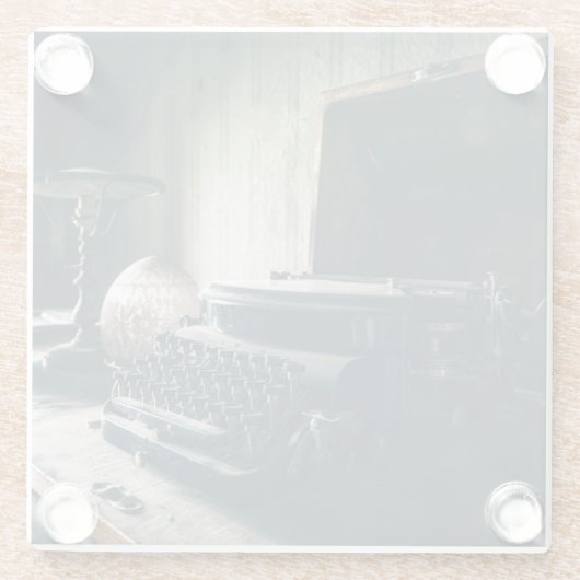 ヴィンテージアンティークタイプライター ガラスコースター (裏面)
