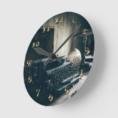 ヴィンテージアンティークタイプライター ラウンド壁時計 (傾斜)