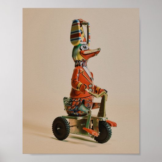 ヴィンテージアンティークダックを自転車に乗せる ポスター (正面)