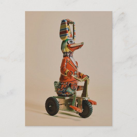 ヴィンテージアンティークダックを自転車に乗せる ポストカード (正面)