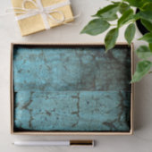 ヴィンテージアンティークティール（緑がかった色）グリーンテクスチグランジャ 薄葉紙 (ギフト)