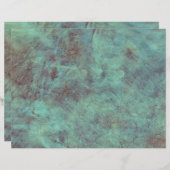 ヴィンテージアンティークティール（緑がかった色）ターコイズブラウンテクスチャ (正面/裏面)