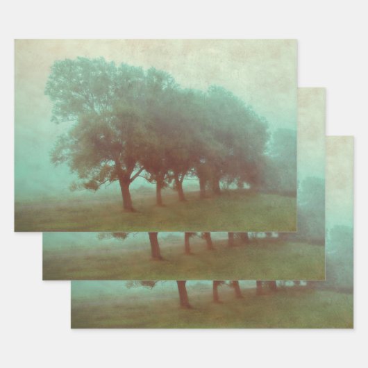 ヴィンテージアンティークティール（緑がかった色）テクスチャ景観分離 ラッピングペーパーシート (セット)