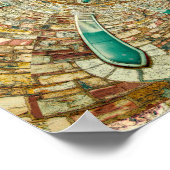 ヴィンテージアンティークティール(緑がかった色)ブラウン抽象芸術教会窓 ポスター (角)