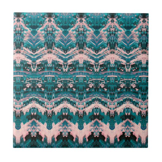 ヴィンテージアンティークティール(緑がかった色)緑ベージュパビクトリアンターン タイル (正面)