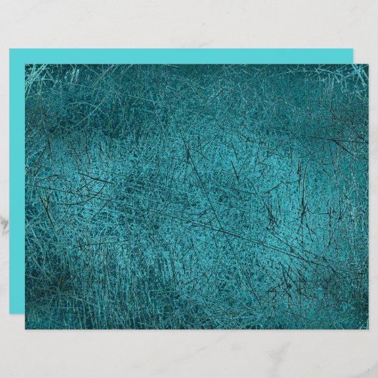 ヴィンテージアンティークテクスチャティール（緑がかった色）ターコイズスクラッチ (正面/裏面)