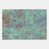 ヴィンテージアンティークテクスチャティール(緑がかった色)ターコイズ茶 ラッピングペーパーシート (正面2)