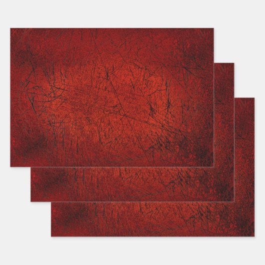 ヴィンテージアンティークテクスチャ暗赤色ブラックスクラッチ ラッピングペーパーシート (セット)