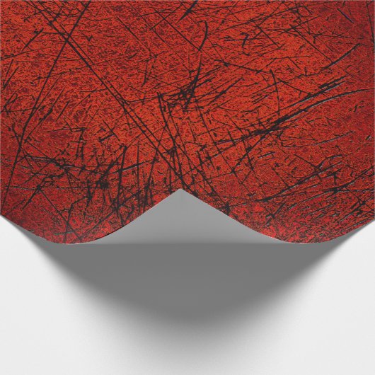 ヴィンテージアンティークテクスチャ濃い赤黒の傷 ラッピングペーパー (角)