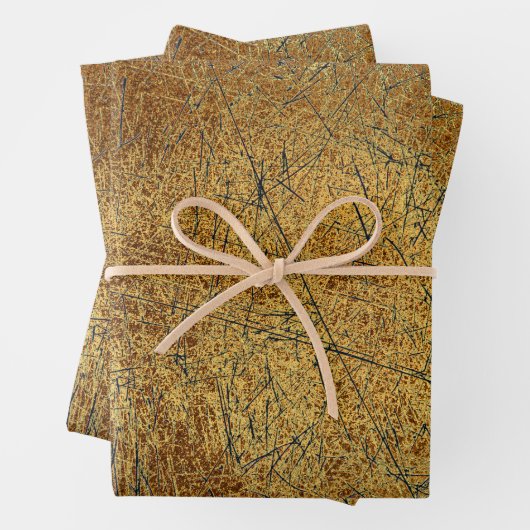 ヴィンテージアンティークテクスチャ黄色の金ゴールドスクラッチ ラッピングペーパーシート (インサイチュ)