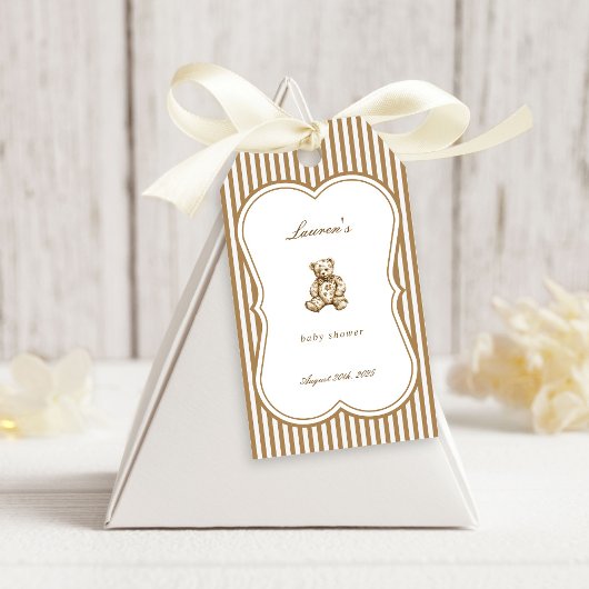 ヴィンテージアンティークテディベアトイルベビーシャワー ギフトタグ