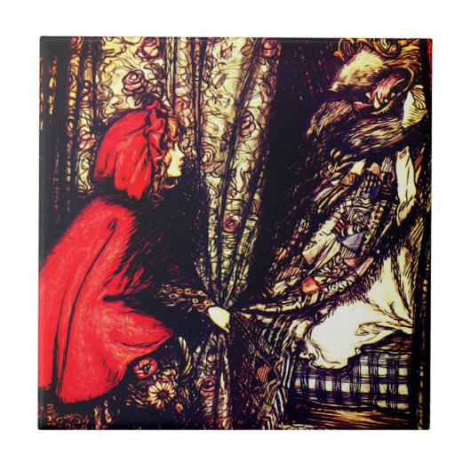 ヴィンテージアンティークデザインリトルレッドライディングフード タイル (正面)