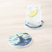 ヴィンテージアンティークデルフトブルータイル – 風車 コースター (側面)