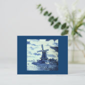 ヴィンテージアンティークデルフトブルータイル – 風車 ポストカード (スタンド正面)