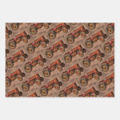 ヴィンテージアンティークトラクタセット ラッピングペーパーシート (正面)