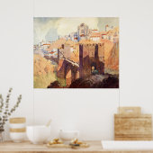 ヴィンテージアンティークトレド風景水彩 ポスター (キッチン)