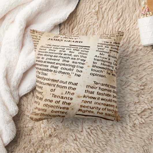 ヴィンテージアンティークニュース紙の切り抜き クッション (ブランケット)