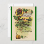 ヴィンテージアンティークハッピー感謝祭はがき シーズンポストカード (正面/裏面)