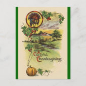 ヴィンテージアンティークハッピー感謝祭はがき シーズンポストカード (正面)
