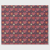 ヴィンテージアンティークハートパターンバレンティンデー ラッピングペーパー (フラット)