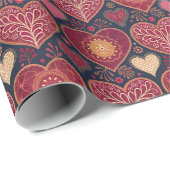ヴィンテージアンティークハートパターンバレンティンデー ラッピングペーパー (ロールコーナー)