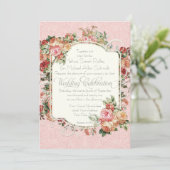 ヴィンテージアンティークバラフローラブケ結婚ス 招待状 (スタンド正面)