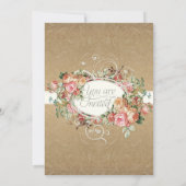 ヴィンテージアンティークバラフローラブケ結婚ス 招待状 (裏面)