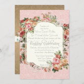 ヴィンテージアンティークバラフローラブケ結婚ス 招待状 (正面/裏面)