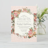 ヴィンテージアンティークバラフローラブケ結婚ス 招待状 (スタンド正面)