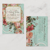 ヴィンテージアンティークバラフローラブーケモダンスワーズ 名刺 (正面/裏面)