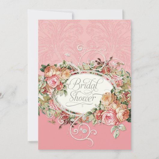 ヴィンテージアンティークバラフローラブーケモダンスワーズ 招待状 (裏面)