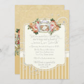 ヴィンテージアンティークバラフローラブーケモダンスワーズ 招待状 (正面/裏面)