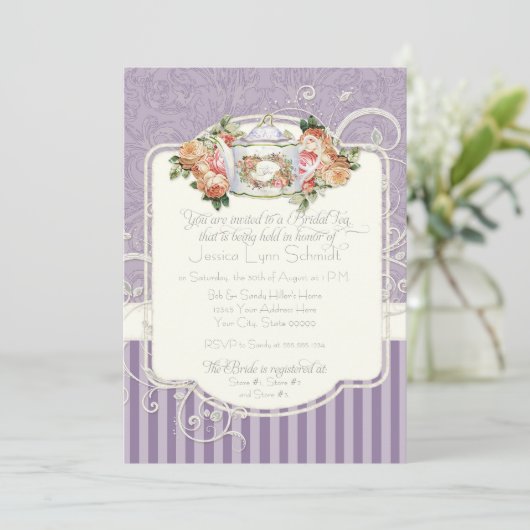 ヴィンテージアンティークバラフローラブーケモダンスワーズ 招待状 (スタンド正面)