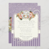 ヴィンテージアンティークバラフローラブーケモダンスワーズ 招待状 (正面/裏面)