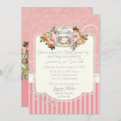 ヴィンテージアンティークバラフローラブーケランジェリーティー 招待状 (正面/裏面)