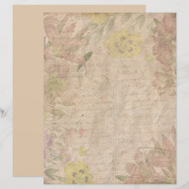 ヴィンテージアンティークバラ金ゴールドフローラスクラップブック紙