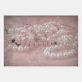 ヴィンテージアンティークバラ金ゴールドホワイトパール水色 ラッピングペーパーシート (正面3)