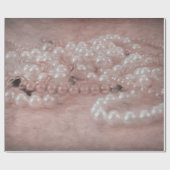 ヴィンテージアンティークバラ金ゴールドホワイトパール水色 ラッピングペーパー (フラット)