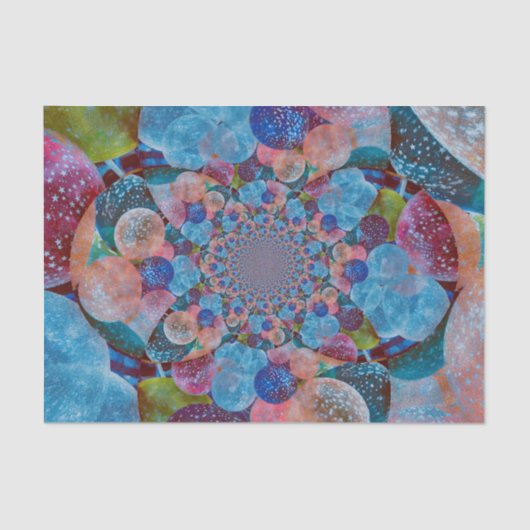 ヴィンテージアンティークバルーンブルーピンク抽象芸術パステル 薄葉紙 (正面)