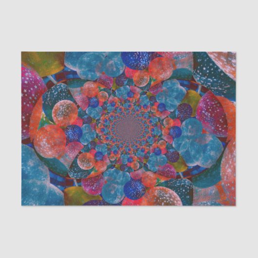 ヴィンテージアンティークバルーン青オレンジピンク抽象芸術 薄葉紙 (正面)