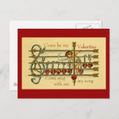 ヴィンテージアンティークバレンタインデーミュージカルはがき シーズンポストカード (正面/裏面)